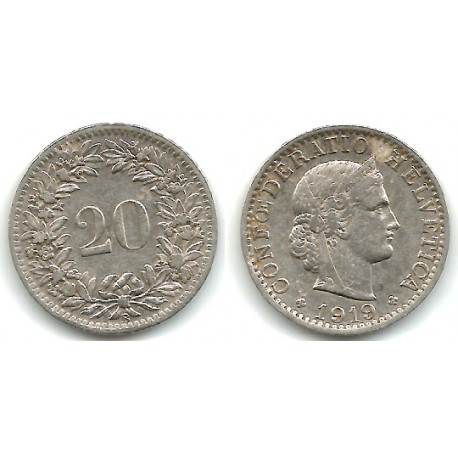 (29) Suiza. 1919. 20 Rappen (MBC)
