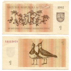 (39) Lituania. 1992. 1 Talonas (BC+) Leves roturas