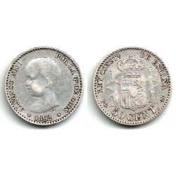 Alfonso XIII. 1892*(9-2). 50 Céntimos (BC+) (Plata) Ceca de Madrid PG-M