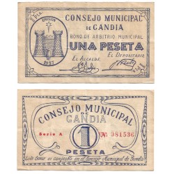 Gandía. 1937. 1 Peseta (EBC)