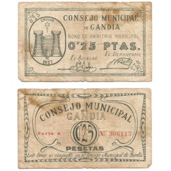 Gandía. 1937. 25 Céntimos (MBC-) Mancha