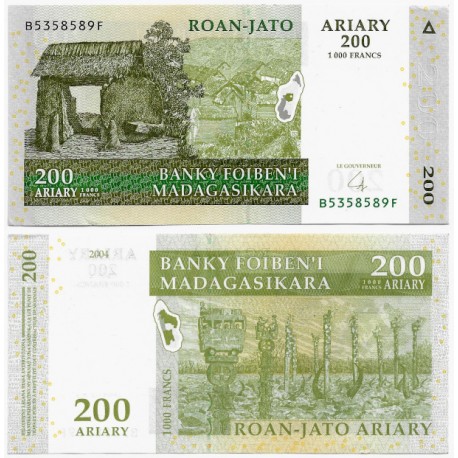 (87b) Madagascar. 2004. 200 Ariary (EBC)