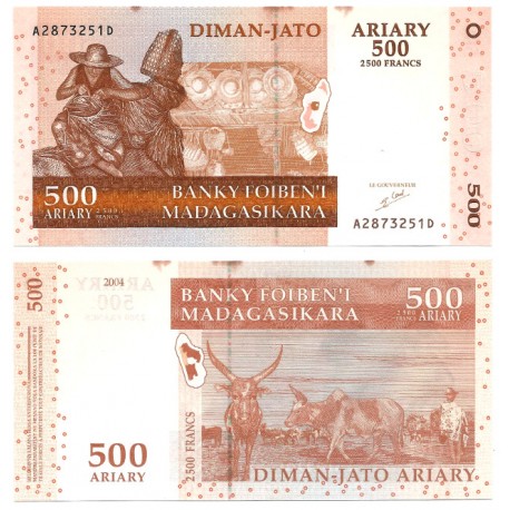 (88a) Madagascar. 2004. 500 Ariary (EBC) Manchas