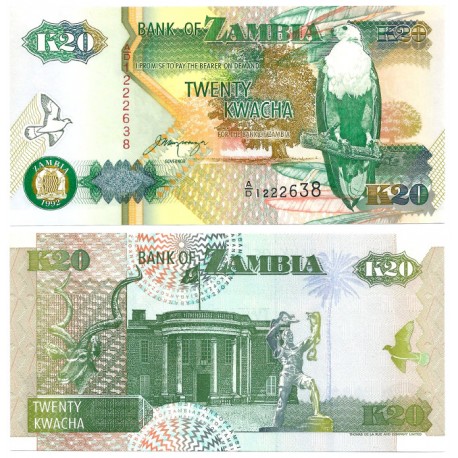 (36b) Zambia. 1992. 20 Kwacha (SC)