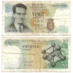 (138) Bélgica. 1964. 20 Francs (BC)