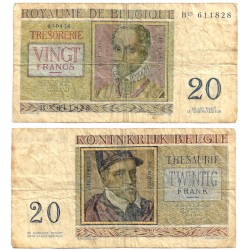 (132b) Bélgica. 1956. 20 Francs (BC/BC-)