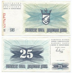 (11) Bosnia-Hercegovina. 1992. 25 Dinara (EBC)