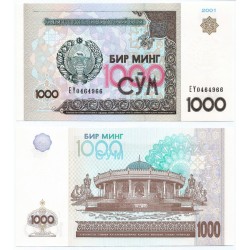 (82) Uzbekistán. 2001. 1000 Som (SC)