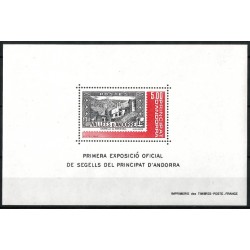 Andorra Francesa. 1982. Hoja Conmemorativa (Nuevo) Primera Exposición Oficial de Andorra