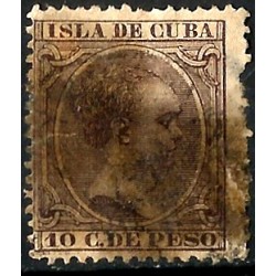 (116) Cuba Colonial. 1890. 10 Centavos de Peso (Usado) Roturas