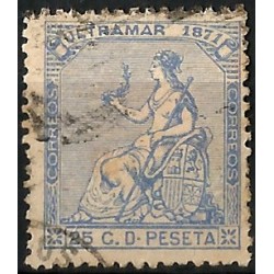 (22) Antillas Españolas. 1871. 25 Céntimos de Peseta (Usado)