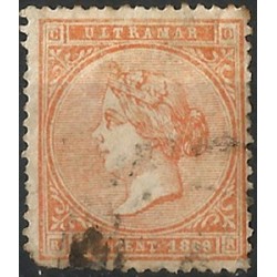 (17) Antillas Españolas. 1869. 20 Céntimos de Escudo (Usado)
