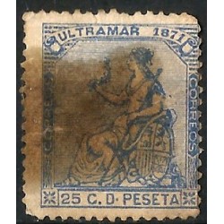 (22) Antillas Españolas. 1871. 25 Céntimos de Peseta (Usado)