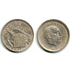 Estado Español. 1957*(65). 5 Pesetas (BC) Cuello Flotante