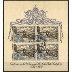 Ciudad del Vaticano. 1952. Hoja Conmemorativa (Nuevo, con franqueo) Centenario 1er Francobollo