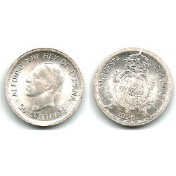 Alfonso XIII. 1926. 50 Céntimos (EBC) (Plata) Ceca de Madrid PC-S