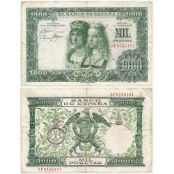 Estado Español. 1957. 1000 Pesetas (BC) Serie 1F. Leves roturas en márgenes