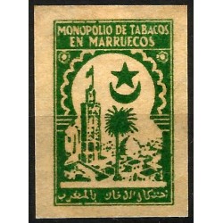Sello Fiscal. Timbre. Monopolio de Tabacos en Marruecos (Nuevo, con señal de fijasellos)