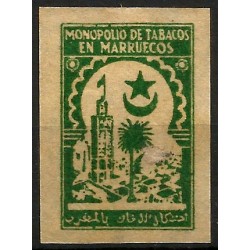 Sello Fiscal. Timbre. Monopolio de Tabacos en Marruecos (Nuevo, con señal de fijasellos)