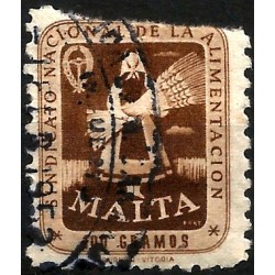 Sello Viñeta. Sindicato Nacional de la Alimentación. MALTA. 100 Gramos (Usado, con rotura)