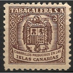 Sello Viñeta. Tabacalera, SA. Cigarrillos Producidos en las Islas Canarias (Nuevo, con señal de fijasellos y sin goma)