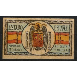 Sello Viñeta. Estado Español. Monopolio de Tabacos en Ceuta y Melilla (Nuevo, con señal de fijasellos y sin goma)
