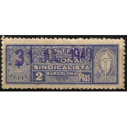 Central Nacional Sindicalista. Barcelona. 2 Pesetas (Nuevo, con fijasellos)