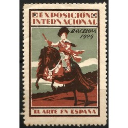 Sello Viñeta. Exposición Internacional de Barcelona. 1929. El Arte en España (Nuevo, con señal de fijasellos)