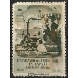 Sello Viñeta. 1er Centenario del Ferrocarril en España. Barcelona-Mataró (Usado)