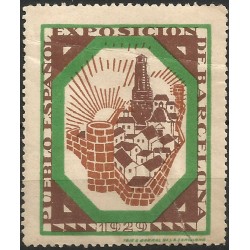 Sello Viñeta. Pueblo Español. Exposición de Barcelona. Año 1929 (Nuevo, con señal de fijasellos y rotura)