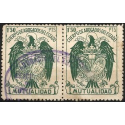 Cuerpo de Abogados del Estado. Mutualidad. 1,50 Pesetas (x2) (Usado) Bloque de 2