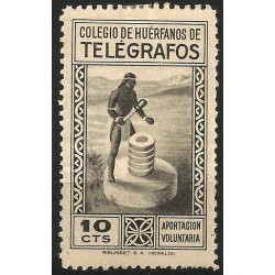 Colegio de Huérfanos de Telégrafos. 10 Céntimos (Nuevo, con señal de fijasellos)