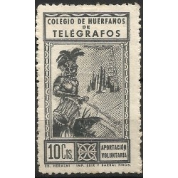 Colegio de Huérfanos de Telégrafos. 10 Céntimos (Nuevo, con señal de fijasellos y sin goma)