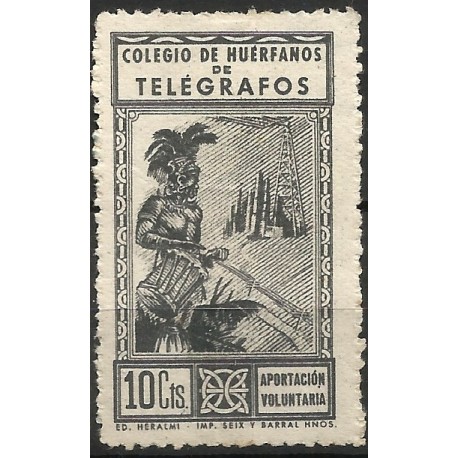 Colegio de Huérfanos de Telégrafos. 10 Céntimos (Nuevo, con señal de fijasellos y sin goma)