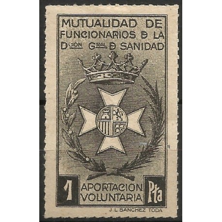 Mutualidad de Funcionaros de la Dirección General de Sanidad. 1 Peseta (Nuevo, con señal de fijasellos)