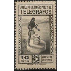 Colegio de Huérfanos de Telégrafos. 10 Céntimos (Nuevo, con señal de fijasellos)