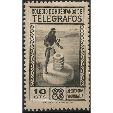 Colegio de Huérfanos de Telégrafos. 10 Céntimos (Nuevo, con señal de fijasellos)