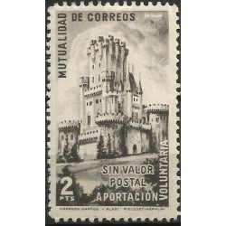 Mutualidad de Correos. 2 Pesetas (Nuevo, con señal de fijasellos)