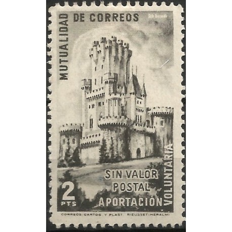 Mutualidad de Correos. 2 Pesetas (Nuevo, con señal de fijasellos)