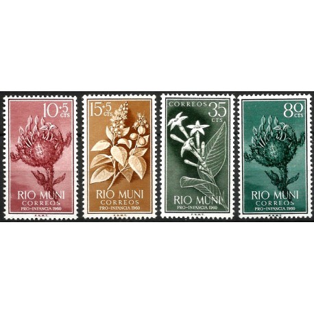 Río Muni. 1960. Serie Completa (Nuevo, con señal de fijasellos) Pro Infancia