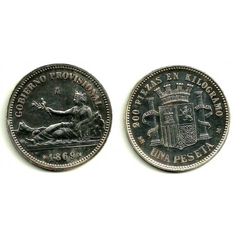 Medalla de reproducción 1 Peseta 1869 (Plata)