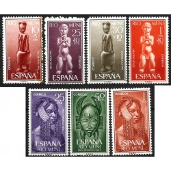 Río Muni. 1961. Serie Completa (Nuevo, con señal de fijasellos y mancha) Día del Sello