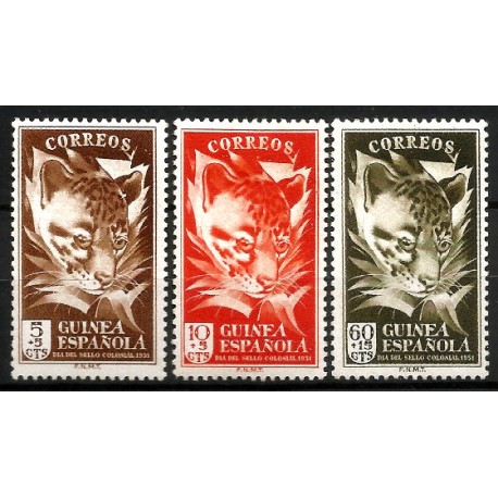 Guinea Española. 1951. Serie Completa (Nuevo, con señal de fijasellos) Día del Sello Colonial