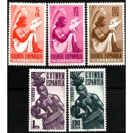 Guinea Española. 1953. Serie Completa (Nuevo, con señal de fijasellos) Pro Indigenas