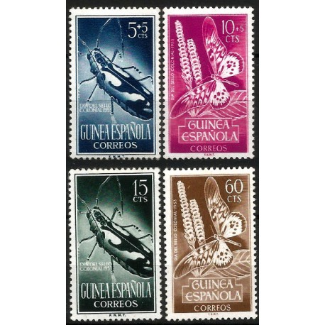 Guinea Española. 1953. Serie Completa (Nuevo, con señal de fijasellos) Dia del Sello Colonial