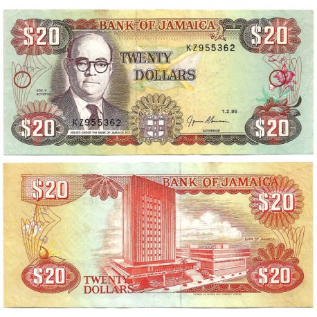 (72e) Jamaica. 1995. 20 Dollars (EBC+)