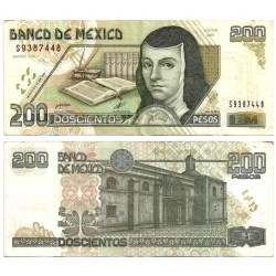 (109d) Estados Unidos Mexicanos. 1999. 200 Pesos (MBC-) Manchas y agujeros de grapa