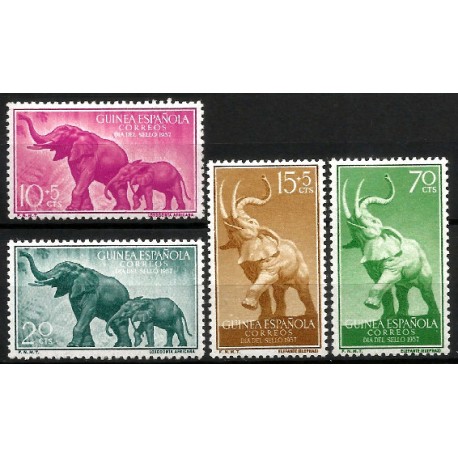 Guinea Española. 1957. Serie Completa (Nuevo, con señal de fijasellos) Día del Sello