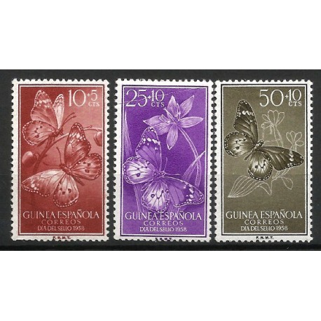 Guinea Española. 1958. Serie Completa (Nuevo, con señal de fijasellos) Dia del Sello