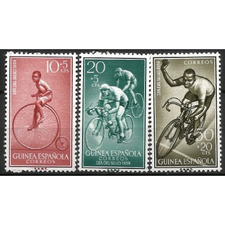 Guinea Española. 1959. Serie Completa (Nuevo, con señal de fijasellos) Día del Sello